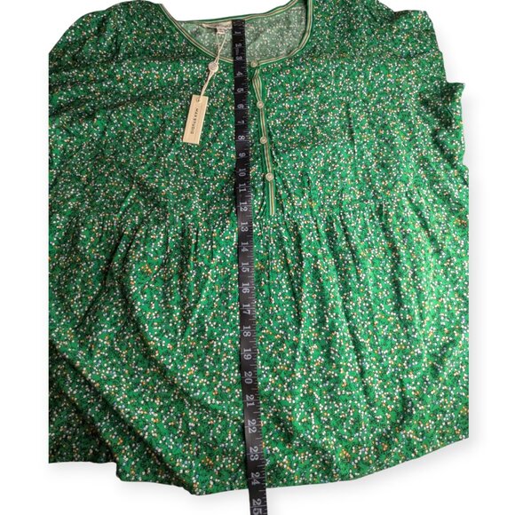 Max Studio Green Floral Peasant Bohemian Blouse Tunic Top Womens Size 1X NWT - Picture 15 of 16
